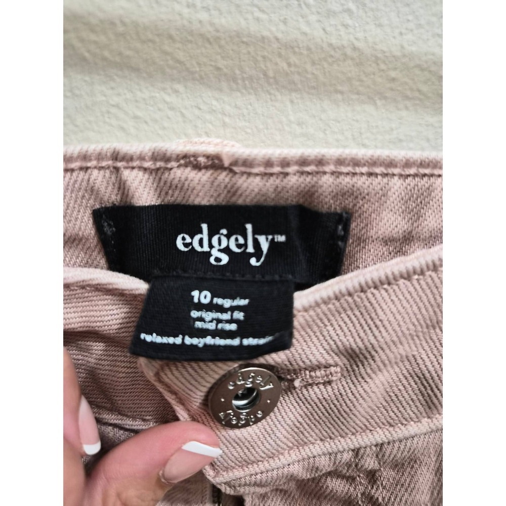 Edgely Light Pink Cargo Pants Womens Size 10 Relaxed Boyfriend Straight Mid Rise - Picture 2 of 4